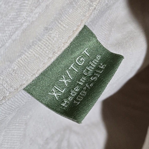 Tommy Bahama Men's Xlx 💯 Silk Cream Short Sleeve Button Shirt - Picture 7 of 10